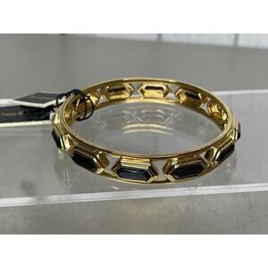 New! Juicy Couture Gold Tone Black Stone GEO Bangle Bracelet